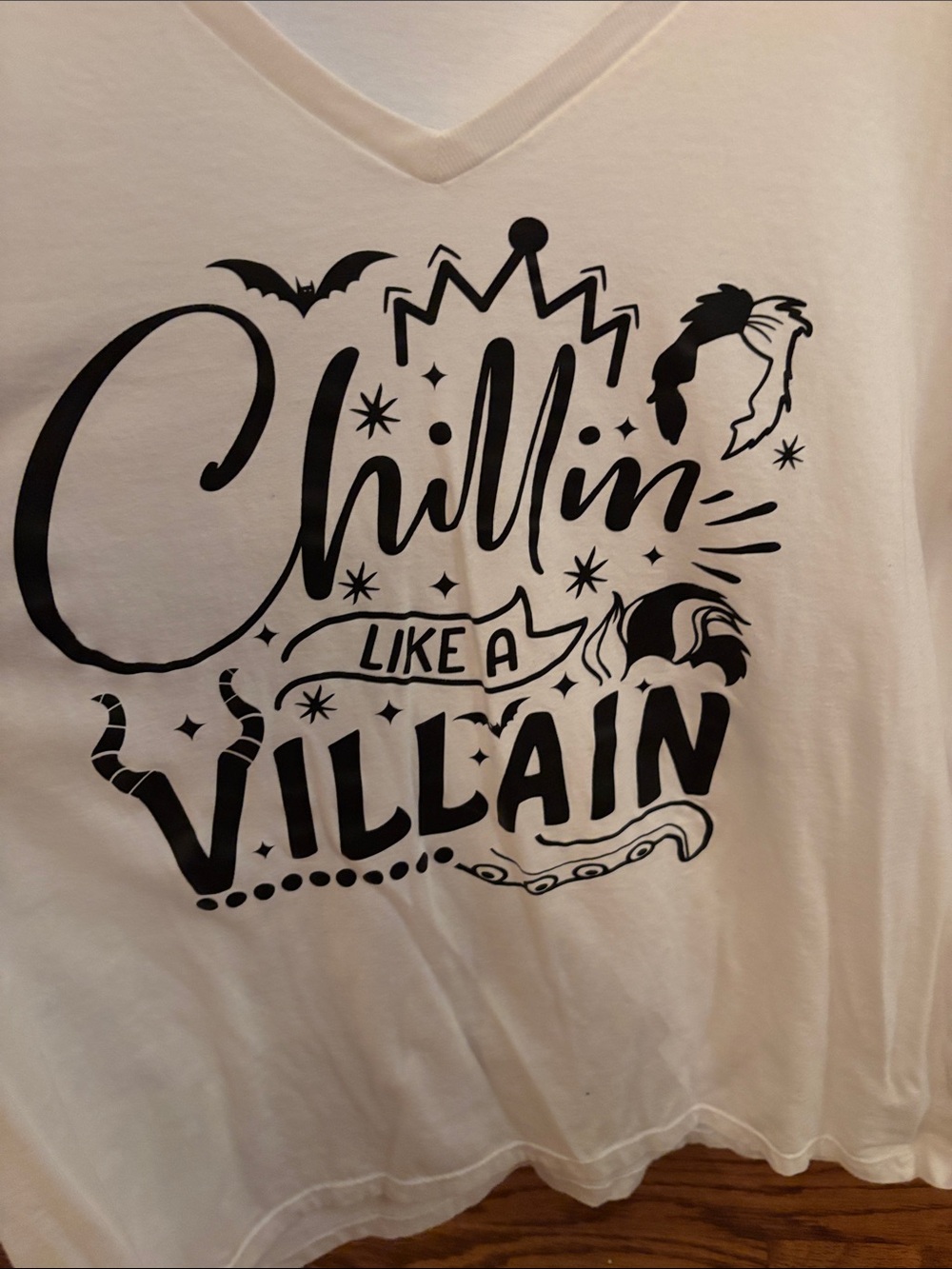 District White V-Neck 'Chillin Like a Villain' Graphic Tee